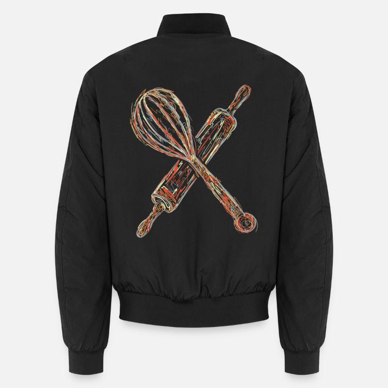 Rolling pin and hand mixer drawing Unisex Bomber Jacket