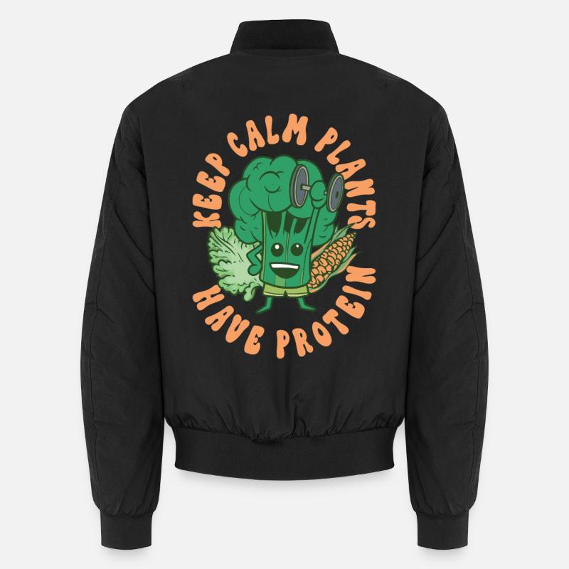 Keep calm plants have protein - Unisex Bomber Jacket - black