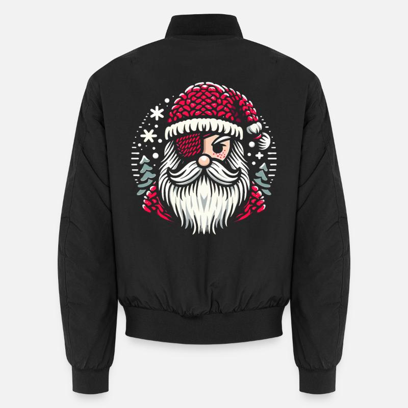 Weihnachtsmann Strickmuster mit Augenklappe - Unisex Bomberjacke - Schwarz