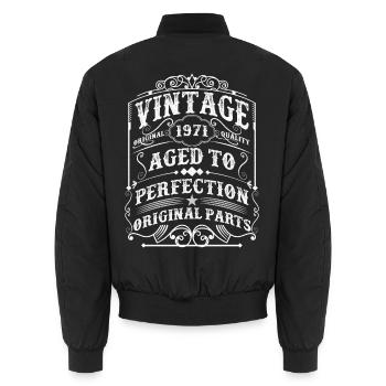 Jahrgang 1971 Mann Mythos Legende 52. Geburtstag - Unisex Bomberjacke - Schwarz - Hinten - AI Model Male 185 light (185cm)