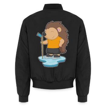 Igel Eishockey Eishockeyschläger - Unisex Bomberjacke - Schwarz - Hinten - AI Model Male 185 light (185cm)