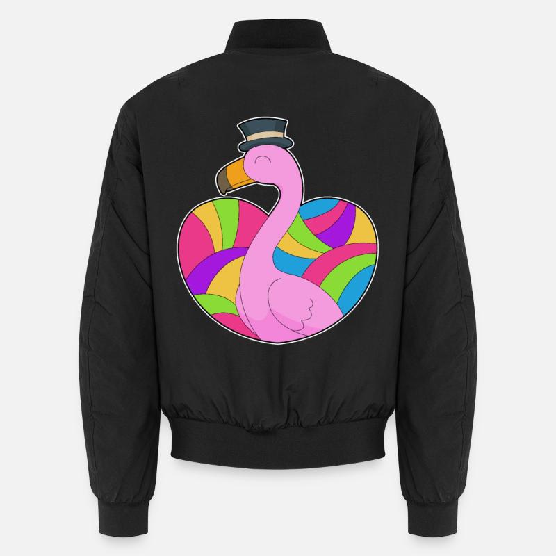Flamingo Herz - Unisex Bomberjacke - Schwarz