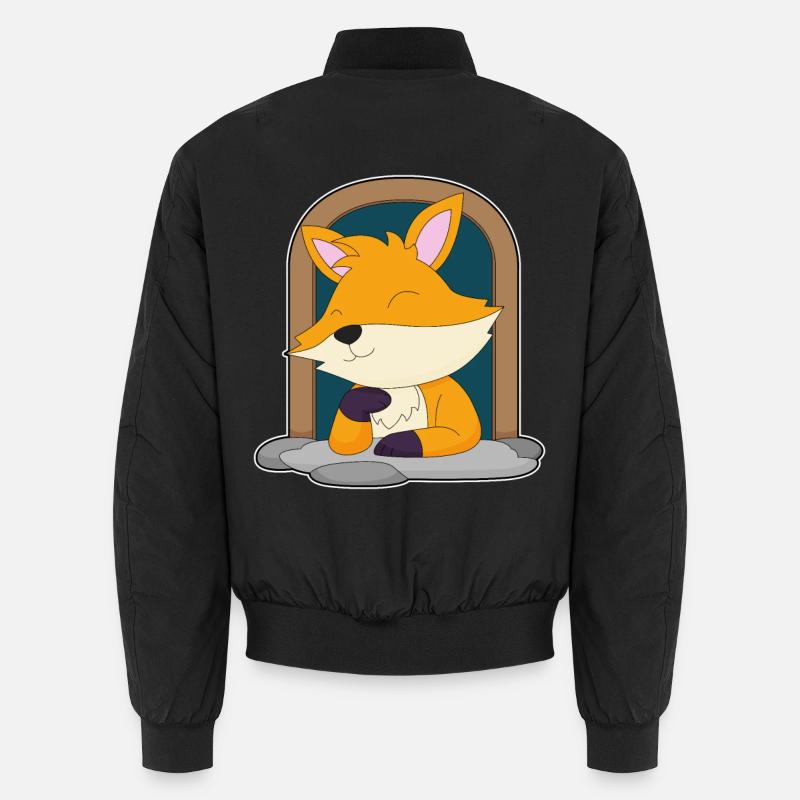Cute Fox - Unisex Bomber Jacket - black