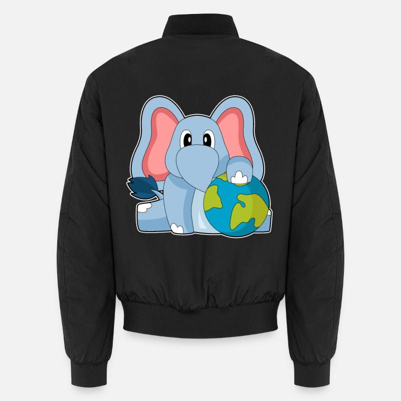 Elephant Earth Globe - Unisex Bomber Jacket - black