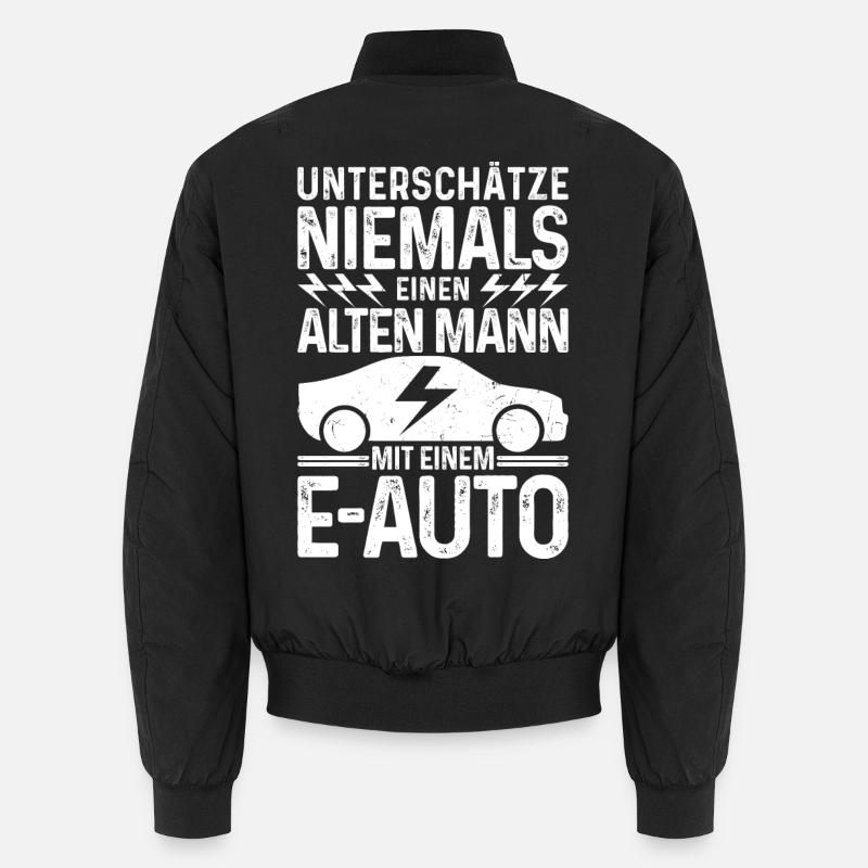 Unterschätze niemals einen Alten Mann mit E-Auto Unisex Bomberjacke