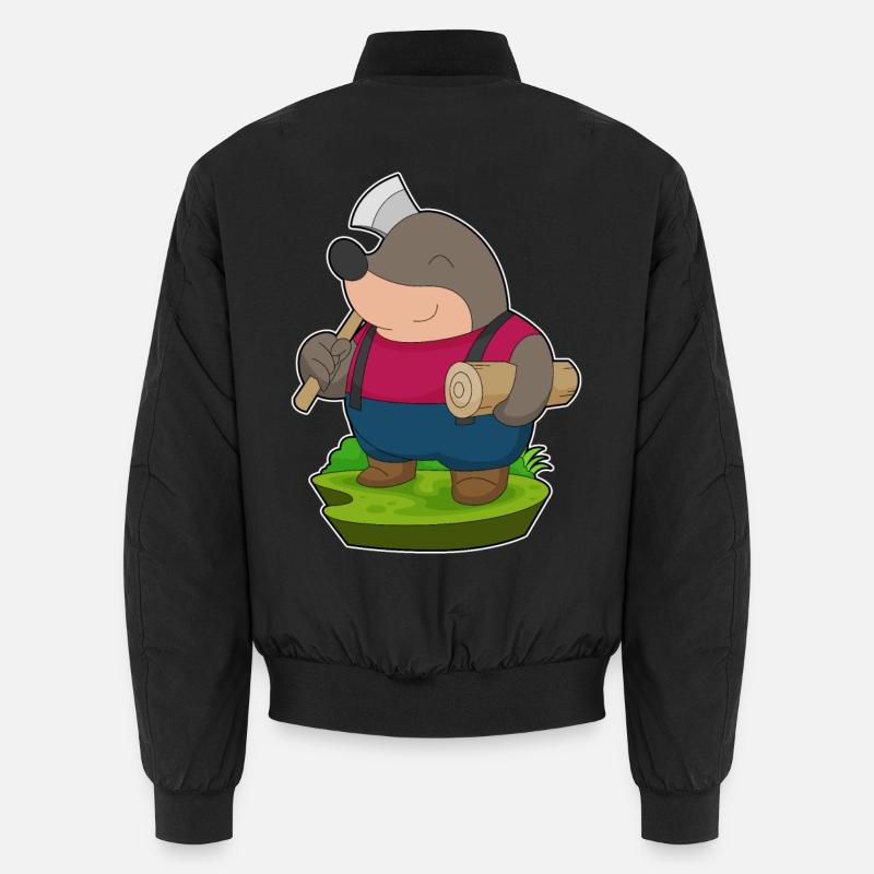 Mole Lumberjack Axe Forest - Unisex Bomber Jacket - black