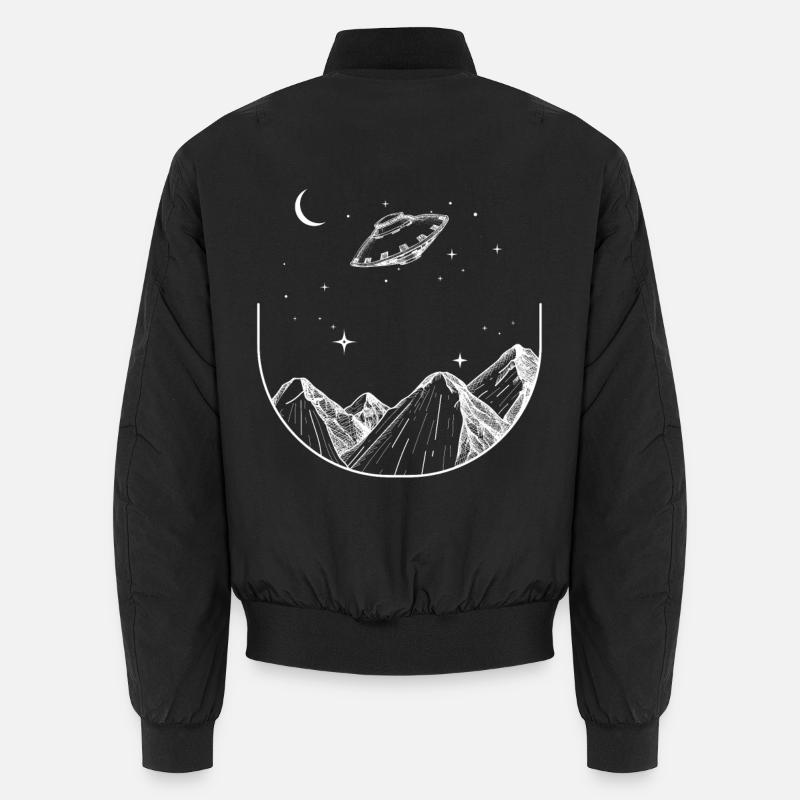 Berge Nachthimmel UFO Unisex Bomberjacke