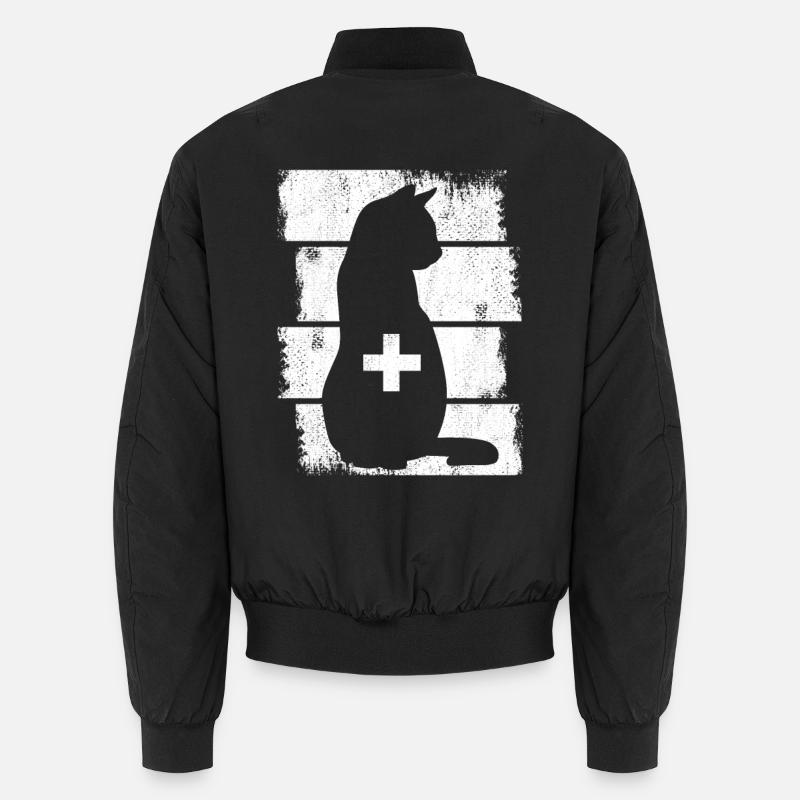 Katzen Tierarzt - Unisex Bomberjacke - Schwarz