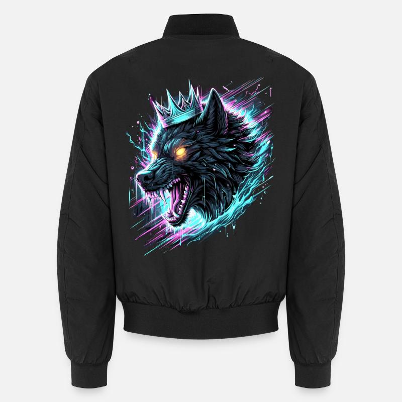 Royal Wolf Synthwave - Bomber unisexe - noir
