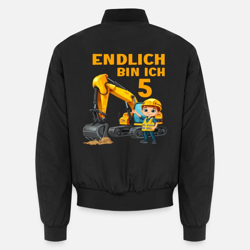 5 Geburtstag Bagger Baggern Baggerfahrer 5 Jahre Unisex Bomberjacke