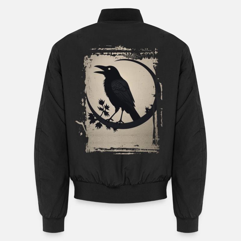 Raven sitting on branch Unisex Bomber Jacket