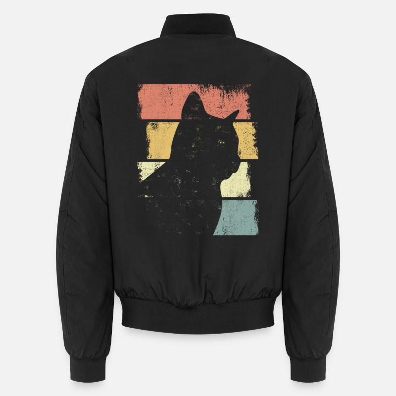 Cat Sketch - Unisex Bomber Jacket - black
