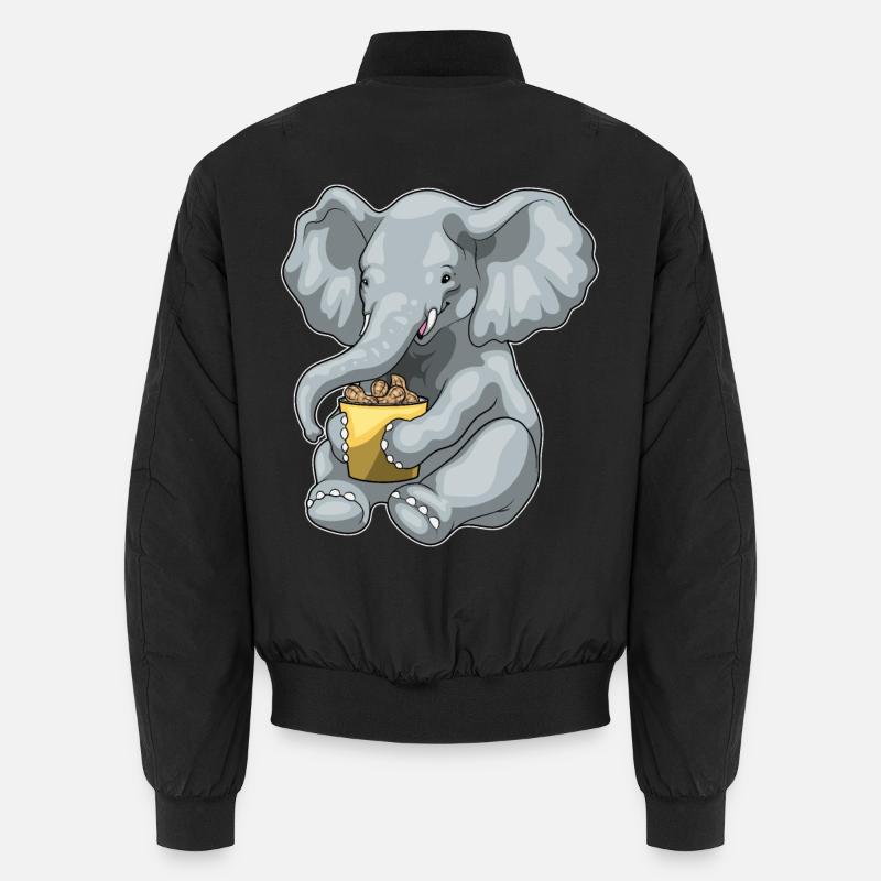 Elefant Erdnüsse - Unisex Bomberjacke - Schwarz