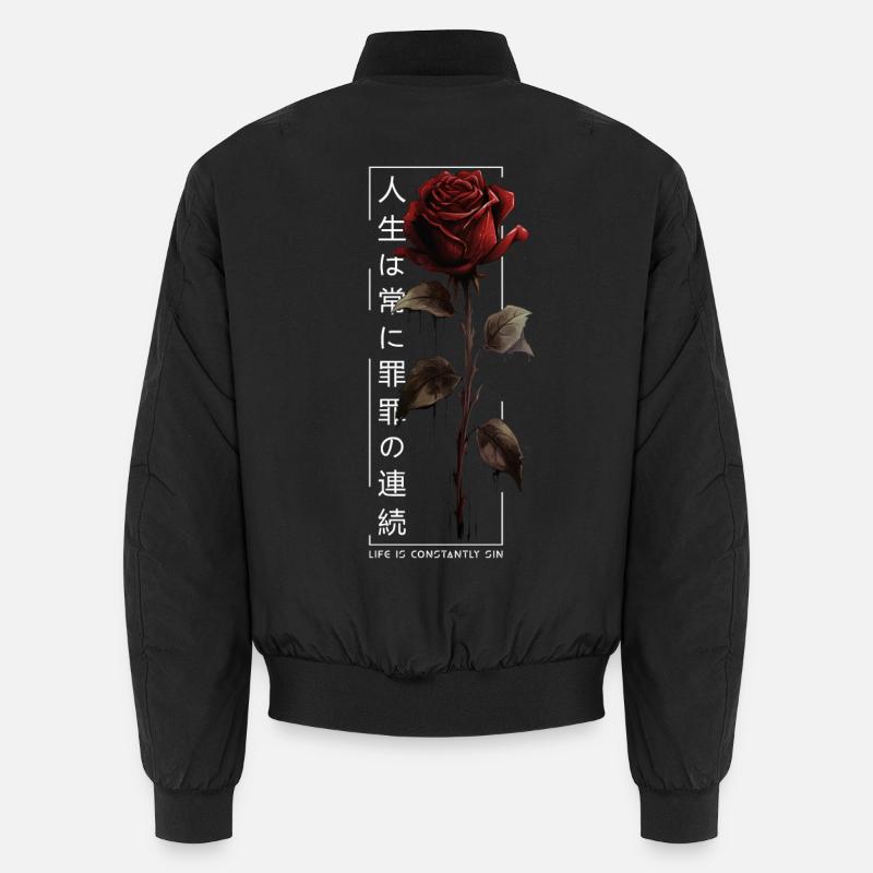 La vie est constamment Sin Rose Script japonais Bomber unisexe