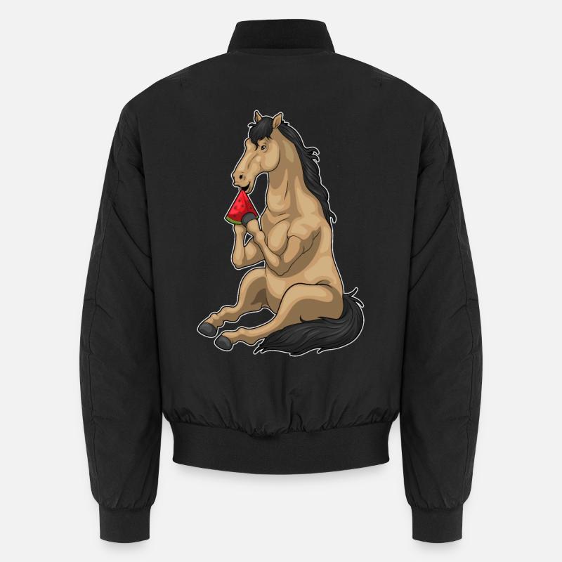 Pferd Wassermelone Frucht - Unisex Bomberjacke - Schwarz