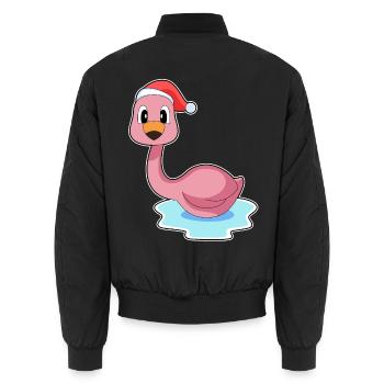 Chapeau de père Noël flamant rose - Bomber unisexe - noir - Dos - AI Model Male 185 light (185cm)