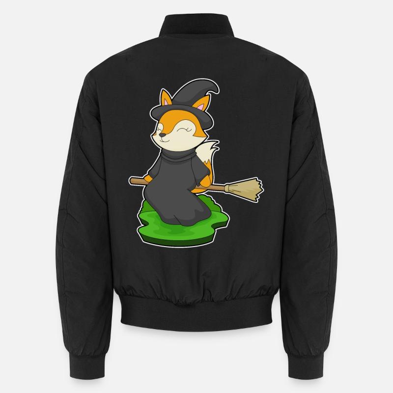 Fox Witch Broom - Unisex Bomber Jacket - black