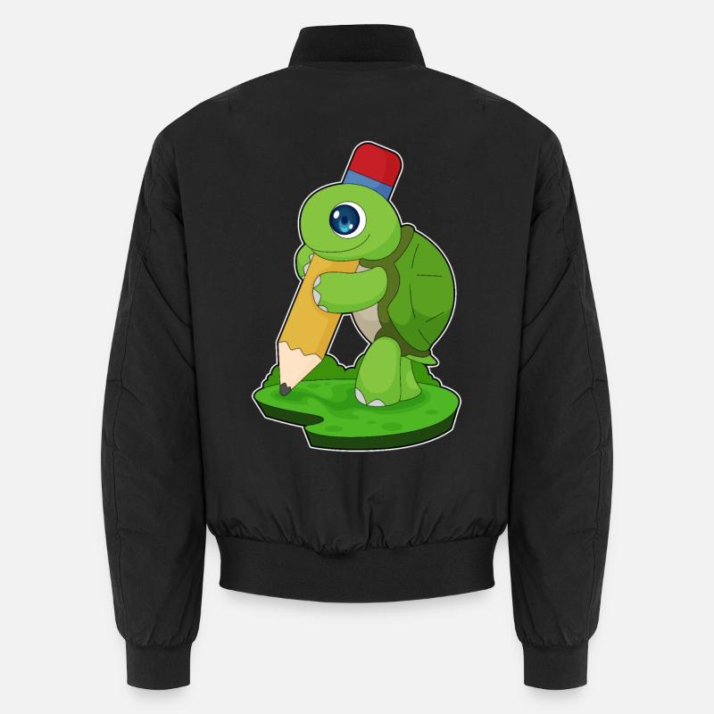 Turtle Pupil Pencil School - Unisex Bomber Jacket - black