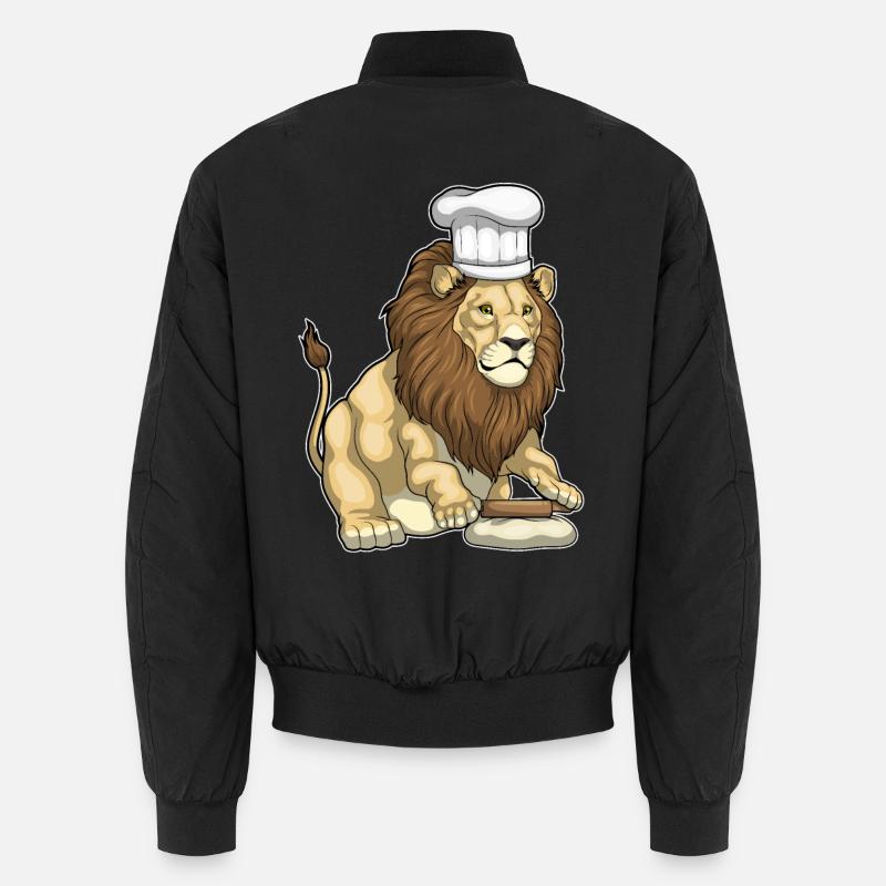 Löwe Bäcker Nudelholz Backen - Unisex Bomberjacke - Schwarz