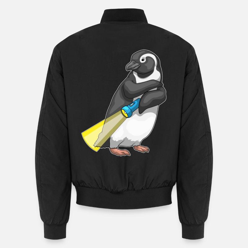 Penguin Flashlight - Unisex Bomber Jacket - black