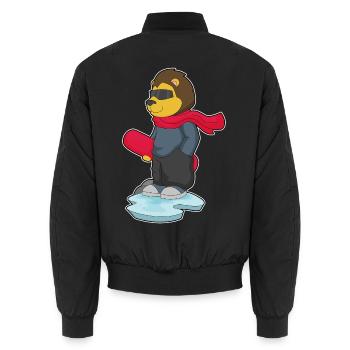 Löwe Snowboarder Snowboard - Unisex Bomber Jacket - black - Back - AI Model Male 185 light (185cm)