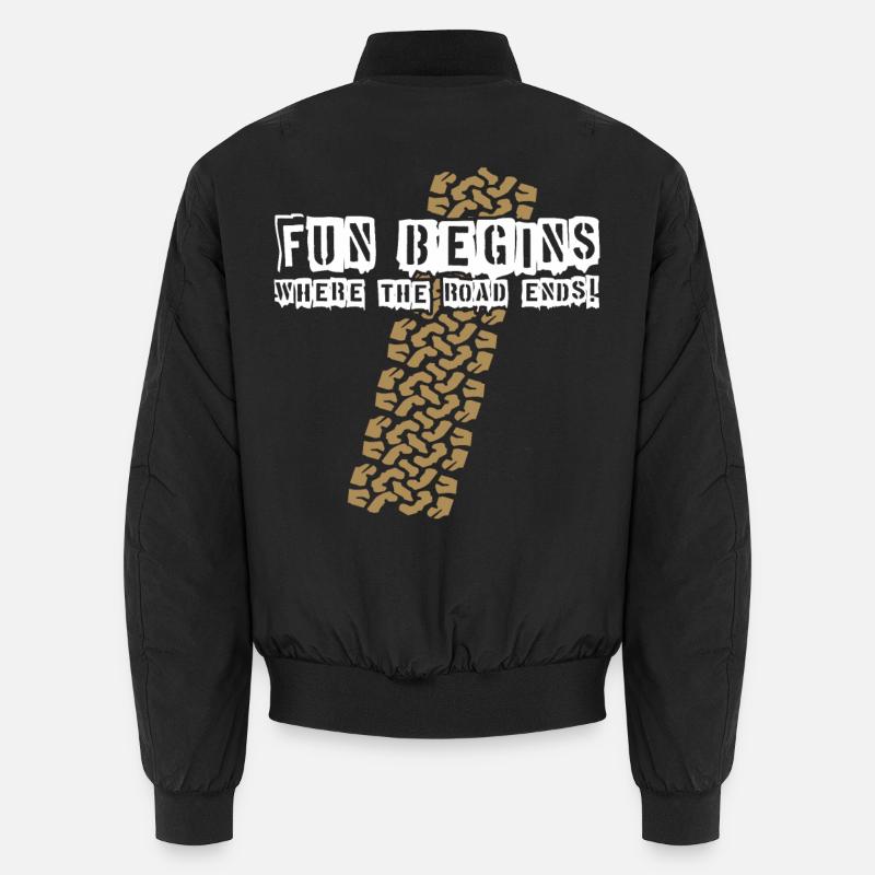 FUN BEGINS - Where the Road Ends! AT-Tire Profile Unisex Bomber Jacket