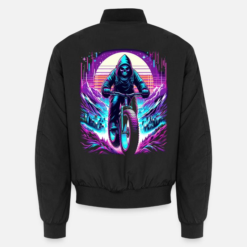 Skeleton Fatbiker Synthwave Retro Bicycle Rider Bomber unisexe
