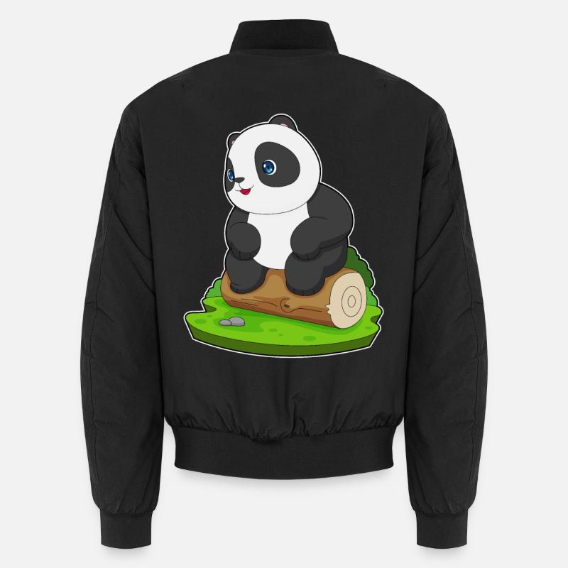 Panda Baumstamm - Unisex Bomberjacke - Schwarz