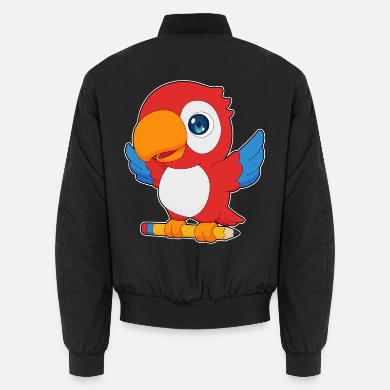 Papagei Schüler Bleistift Schule - Unisex Bomberjacke - Schwarz