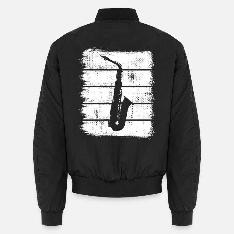 Saxophon Skizze - Unisex Bomberjacke - Schwarz