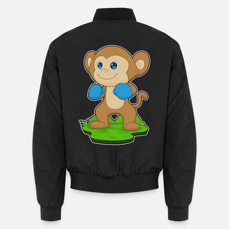 Affe Boxer Boxhandschuhe Boxen - Unisex Bomberjacke - Schwarz