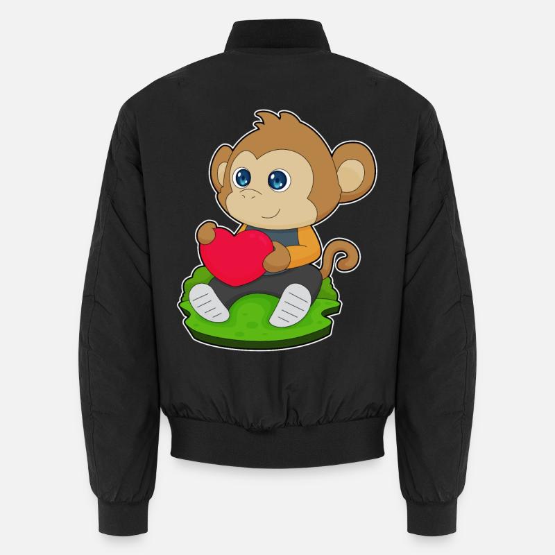 Affe Herz - Unisex Bomberjacke - Schwarz