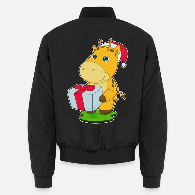 Giraffe Christmas Package - Unisex Bomber Jacket - black