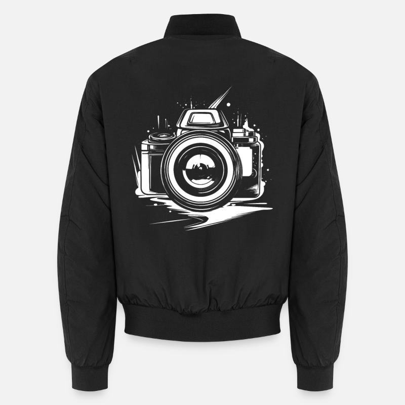 Camera Drawing - Unisex Bomber Jacket - black