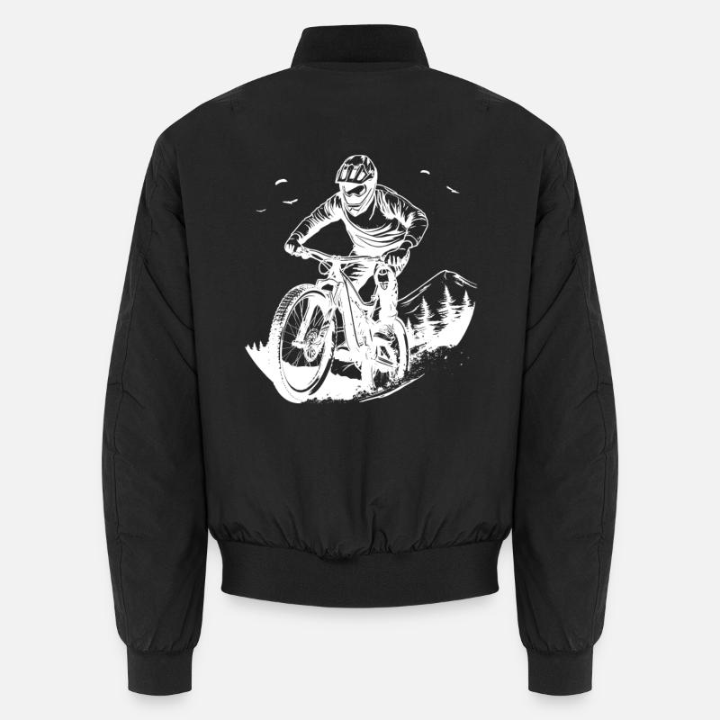 Mountain Biking Sketch - Unisex Bomber Jacket - black
