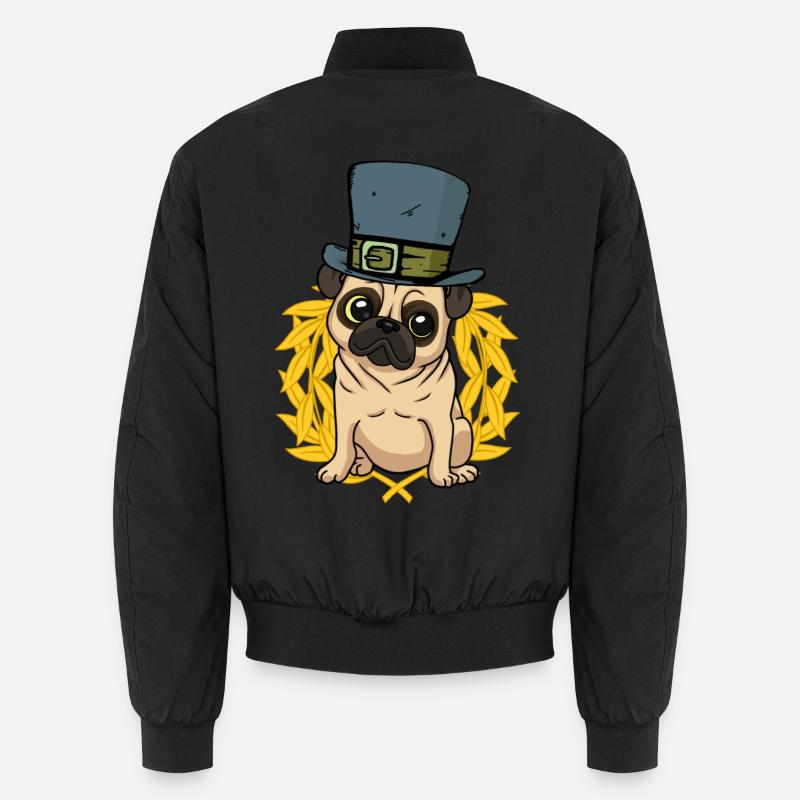 Hund Mops Hut Lorbeerkranz Unisex Bomberjacke