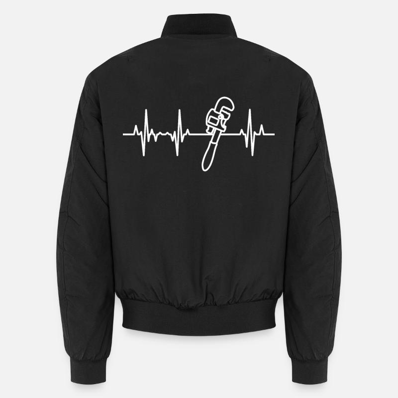 Pipe Wrench Heartbeat - Unisex Bomber Jacket - black