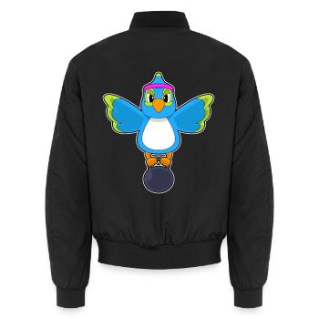Perroquet Bodybuilder Haltère Musculation - Bomber unisexe - noir - Dos - AI Model Male 185 light (185cm)