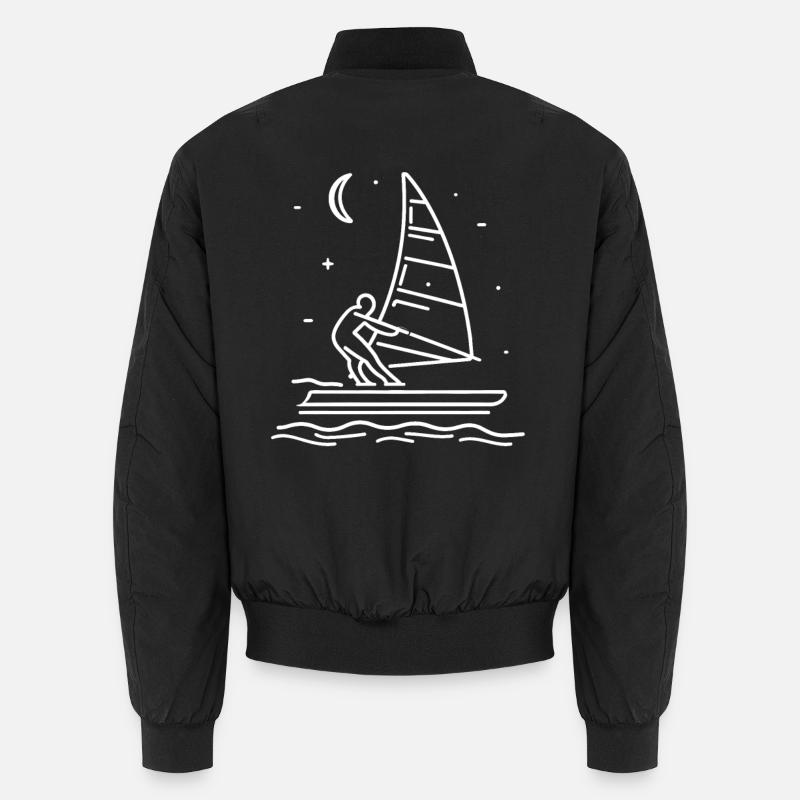 Windsurfer Drawing - Unisex Bomber Jacket - black