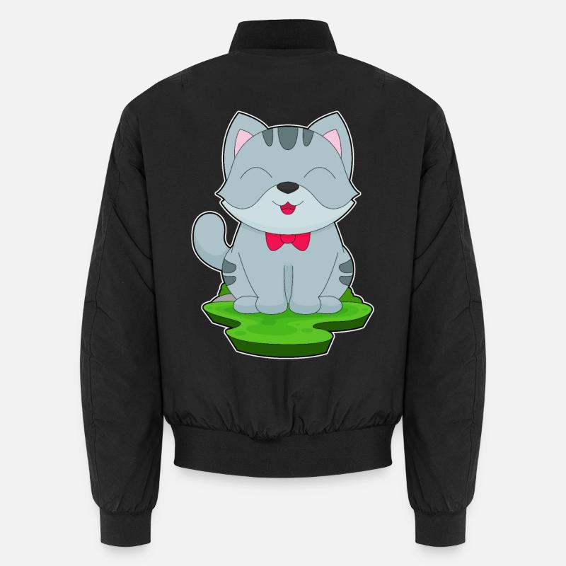 Cat Bow - Unisex Bomber Jacket - black