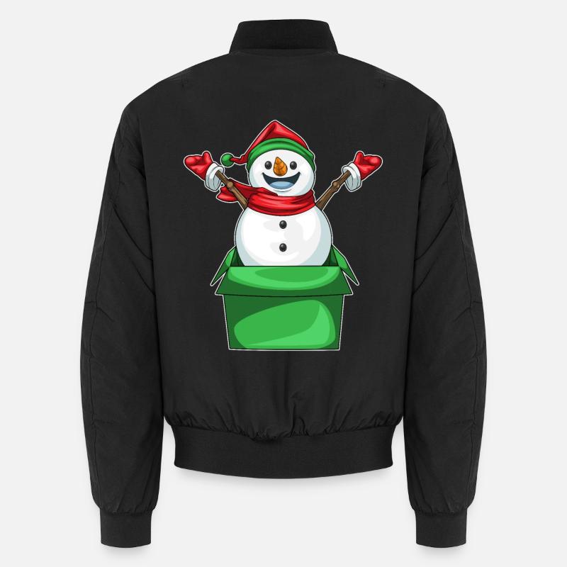 Schneemann Weihnachten Karton - Unisex Bomberjacke - Schwarz