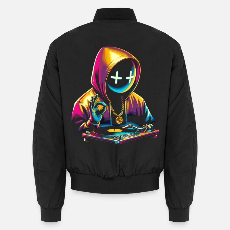 Neon Graffiti DJ Hoodie Design - Unisex Bomberjacke - Schwarz