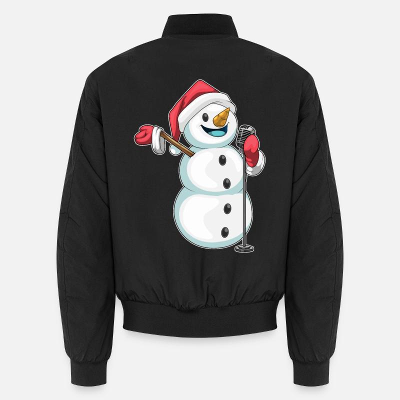 Snowman Christmas Singer - Unisex Bomber Jacket - black