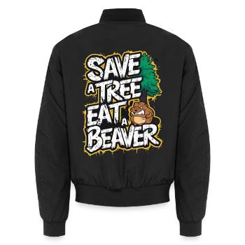 Save A Tree Biber Wald Humor - Unisex Bomberjacke - Schwarz - Hinten - AI Model Male 185 light (185cm)