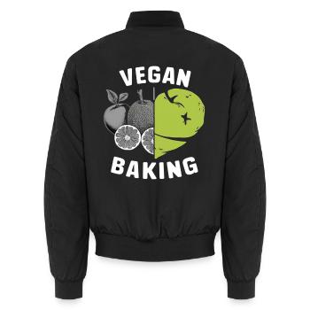 Vegan Baking Heart Fruit Kitchen - Unisex Bomber Jacket - black - Back - AI Model Male 185 light (185cm)