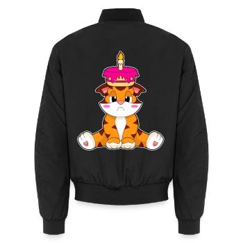 Gâteau d’anniversaire Tiger - Bomber unisexe - noir - Dos - AI Model Male 185 light (185cm)