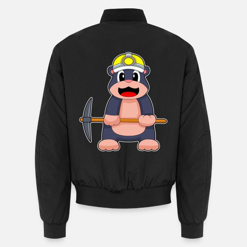 Maulwurf Bergarbeiter Spitzhacke Bergbau - Unisex Bomberjacke - Schwarz