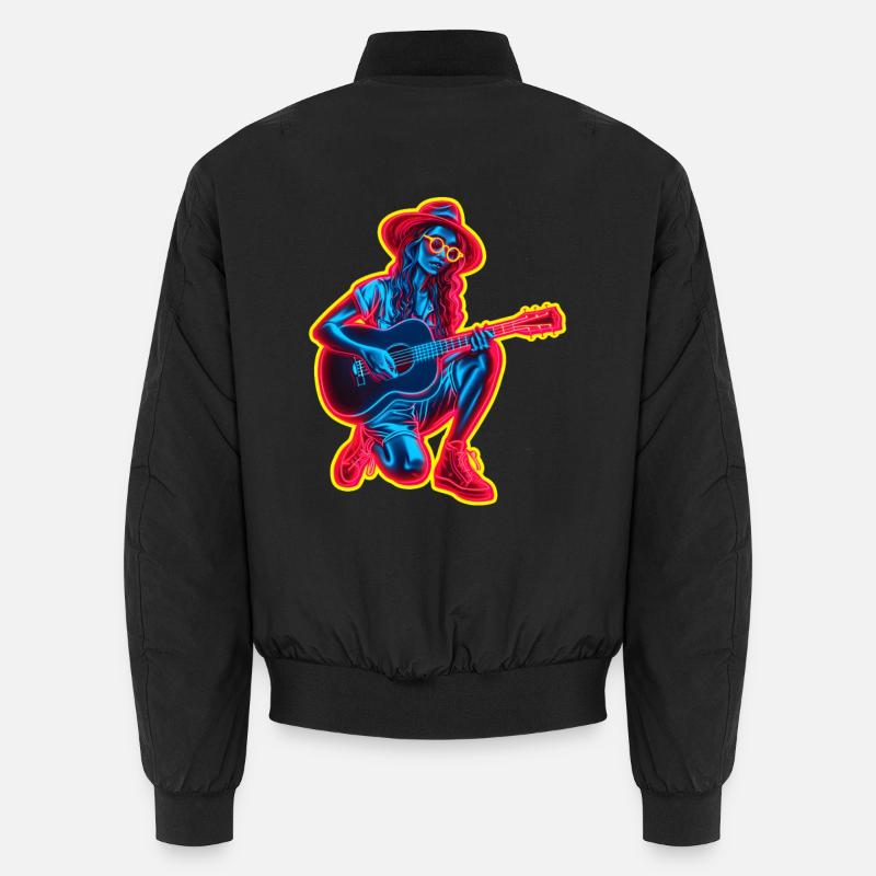 Retro Guitaristin - Unisex Bomberjacke - Schwarz