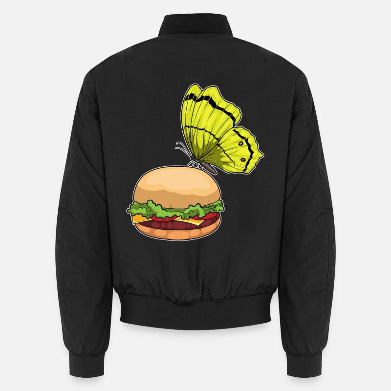 Butterfly Cheeseburger - Unisex Bomber Jacket - black
