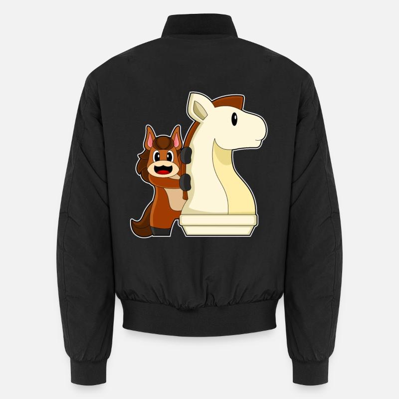 Schachfigur Springer Pferd Schach - Unisex Bomberjacke - Schwarz